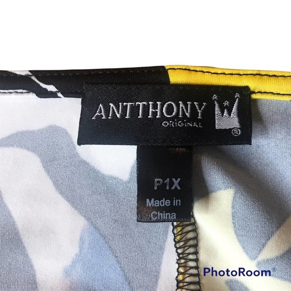 ANTHONY Black and Yellow Print sleeveless maxi dress, size P1X - Picture 8 of 9